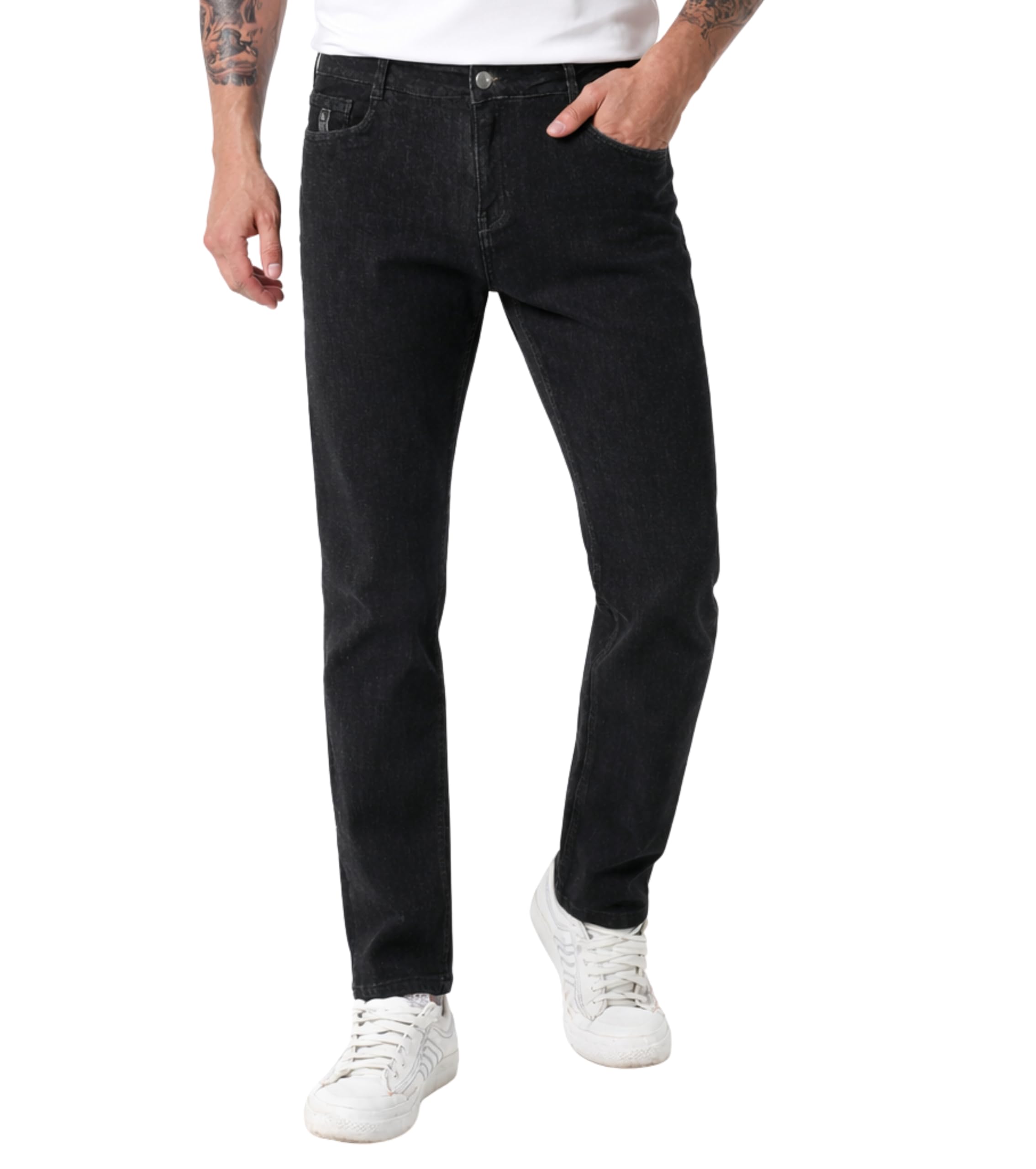 Buy L'MONTE Imported Denim Carbon Black Stretchable Slim Fit Jeans